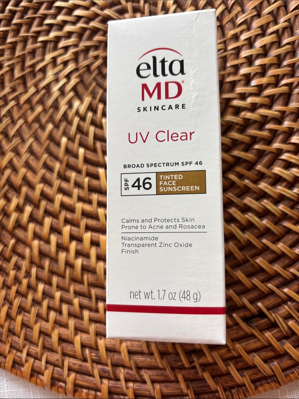 EltaMD UV Clear Skincare Box with White and Red Design